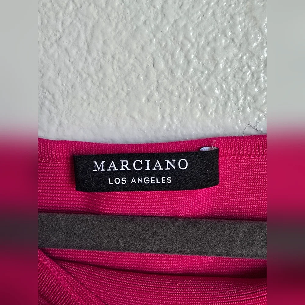 Marciano Pink Sheath Dress Asymmetrical Neckline - Picture 6 of 9